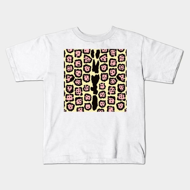 Jaguar Pattern in Blush on Lemon Curd Kids T-Shirt by ButterflyInTheAttic